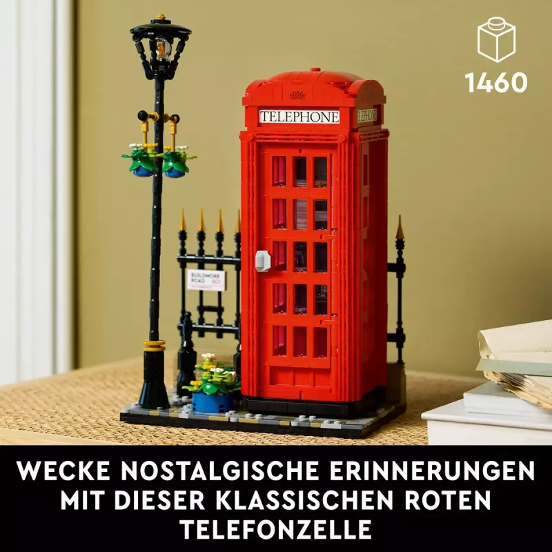 Konstruktors LEGO Red London Telephone Box 21347 – modulārs kolekcionējams komplekts, 1460 detaļas, 18+