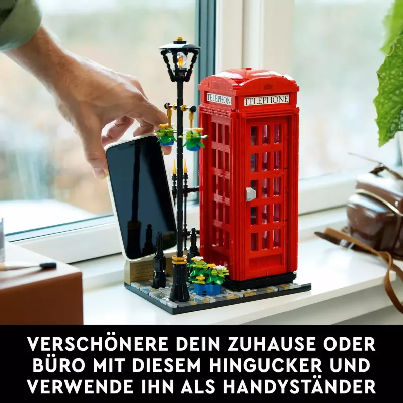 Konstruktors LEGO Red London Telephone Box 21347 – modulārs kolekcionējams komplekts, 1460 detaļas, 18+