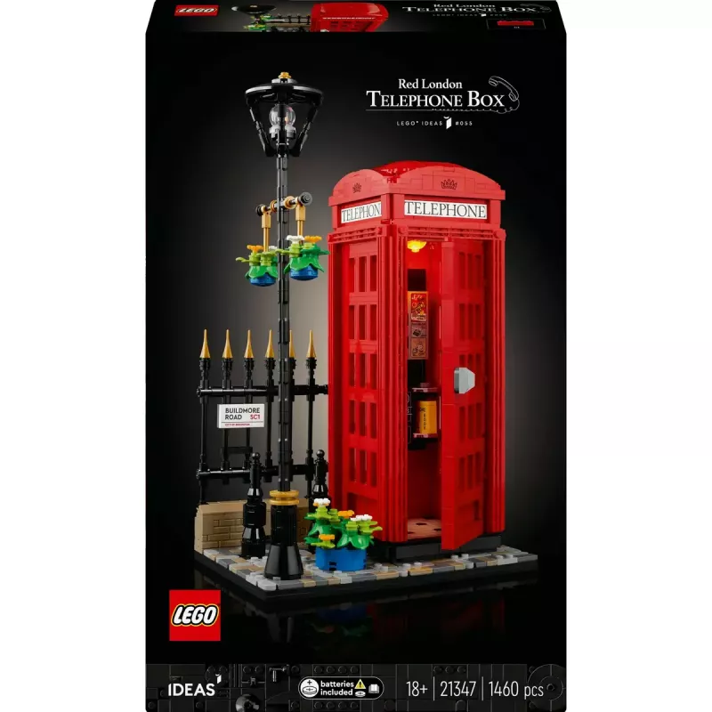 Konstruktors LEGO Red London Telephone Box 21347 – modulārs kolekcionējams komplekts, 1460 detaļas, 18+