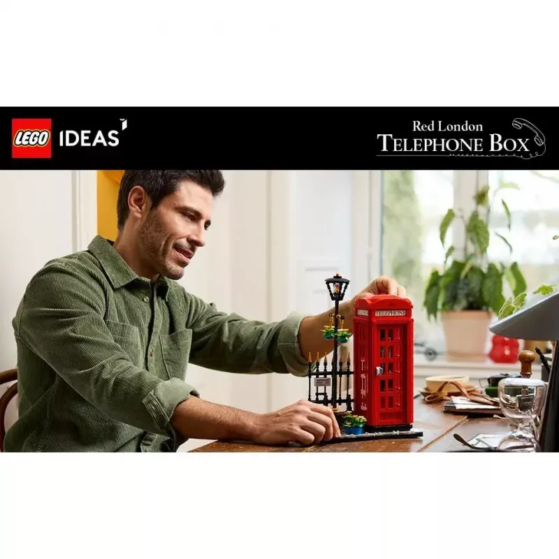 Konstruktors LEGO Red London Telephone Box 21347 – modulārs kolekcionējams komplekts, 1460 detaļas, 18+