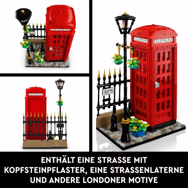 Konstruktors LEGO Red London Telephone Box 21347 – modulārs kolekcionējams komplekts, 1460 detaļas, 18+