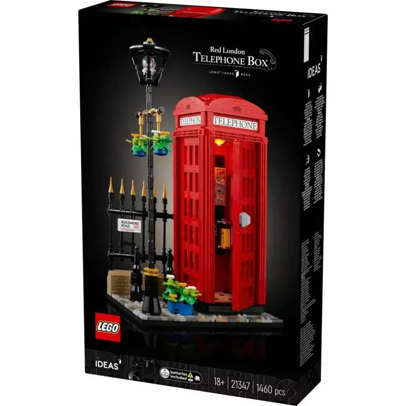Konstruktors LEGO Red London Telephone Box 21347 – modulārs kolekcionējams komplekts, 1460 detaļas, 18+