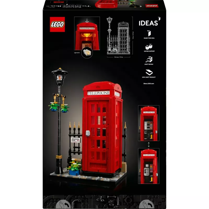 Konstruktors LEGO Red London Telephone Box 21347 – modulārs kolekcionējams komplekts, 1460 detaļas, 18+
