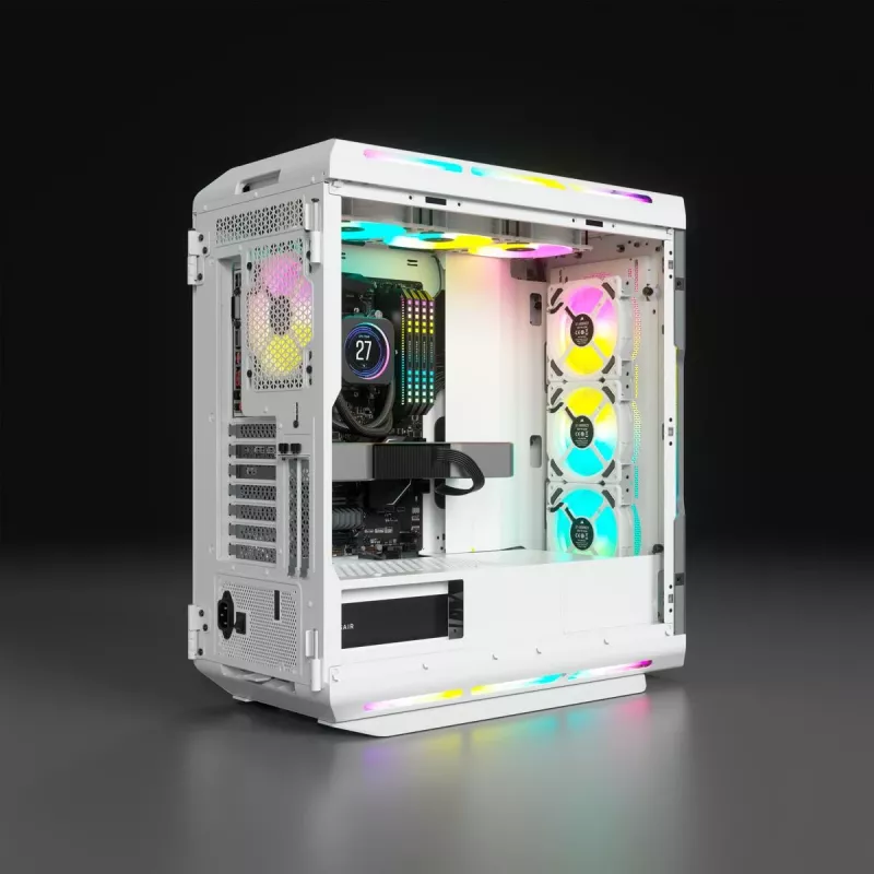 CORSAIR Midi Tower ATX datora korpuss - iCUE 5000T - RGB rūdītais stikls - balts