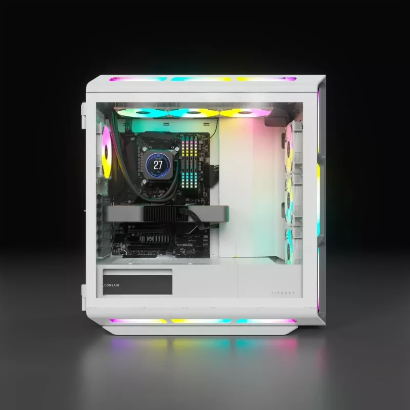 CORSAIR Midi Tower ATX datora korpuss - iCUE 5000T - RGB rūdītais stikls - balts