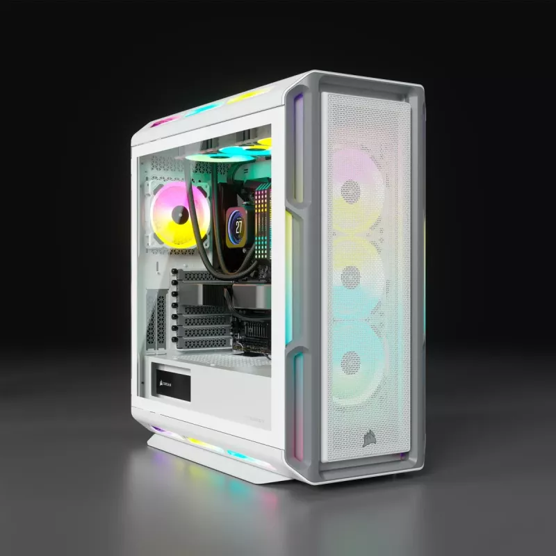 CORSAIR Midi Tower ATX datora korpuss - iCUE 5000T - RGB rūdītais stikls - balts