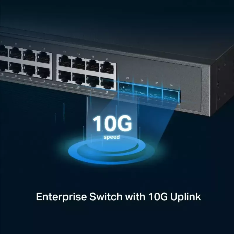 TP-Link Omada 24 portu 2.5GBASE-T un 4 portu 10GE SFP+ L2+ pārvaldāmais slēdzis ar 16 portu PoE+ un 8 portu PoE++