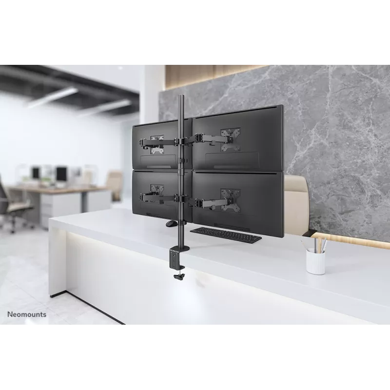 Neomounts FPMA-D550D4Melns Monitora statīvs 13-32 collām, Skava/caurums, 6 kg, 33 cm (13 collas), 81,3 cm (32 collas), 100 x 100 mm, Melns