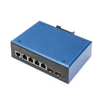 DIGITUS Industrial 4+2-Port L2 pārvaldīts Gigabit Ethernet slēdzis 4xGE RJ45 + 2 SFP ports
