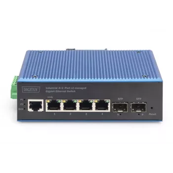 DIGITUS Industrial 4+2-Port L2 pārvaldīts Gigabit Ethernet slēdzis 4xGE RJ45 + 2 SFP ports