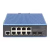DIGITUS Industrial 8+2-Port Gigabit L2 pārvaldīts Ethernet POE slēdzis 8xGE RJ45 + 2 SFP Port IEEE802.3at (30W)