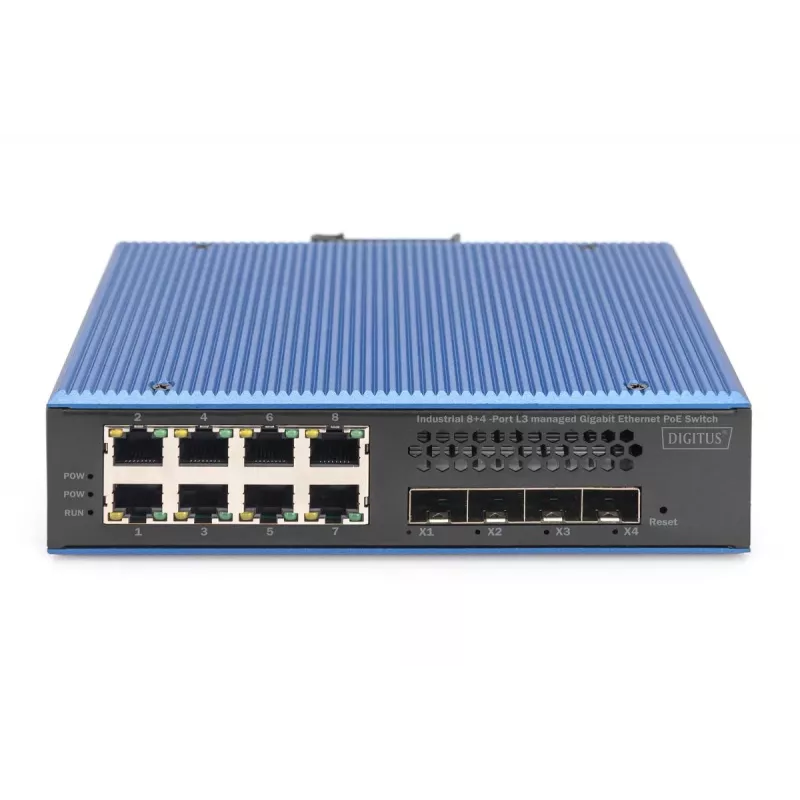 DIGITUS Industrial 8+4SFP+Port L2 managed Gigabit Ethernet POE Switch 8x GE RJ45 +4 SFP+ Port PoE