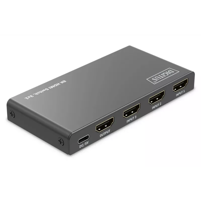 DIGITUS 3x1 HDMI slēdzis. 8K/60Hz (4:4:4). HDR. HDCP 2.3