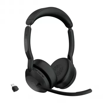 Jabra Evolve2 55 - Link380c UC Stereo, bezvadu, biroja/zvanu centrs, 20 - 20000 Hz, 130 g, austiņas, melna