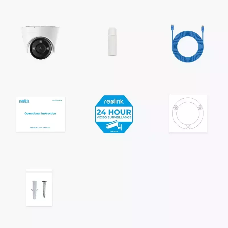 IP drošības kamera Reolink P434 4K, kupolveida, 8 MP, 3840×2160, PoE/DC, 2.8–8 mm, IR nakts 30 m, microSD līdz 256 GB