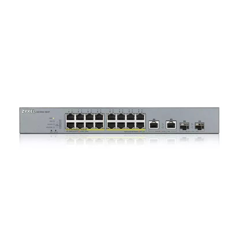 Zyxel GS1350-18HP-EU0101F tīkla komutators Pārvaldāms L2 Gigabit Ethernet (10/100/1000) Power over Ethernet (PoE) Pelēks