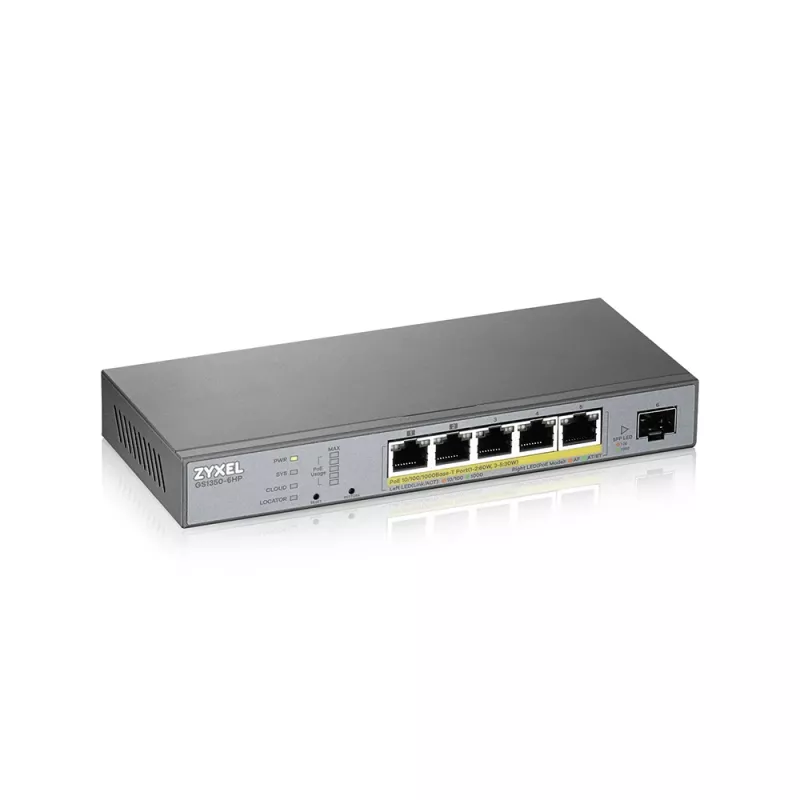 Zyxel GS1350-6HP-EU0101F tīkla slēdzis Pārvaldāms L2 Gigabit Ethernet (10/100/1000) Power over Ethernet (PoE) Pelēks