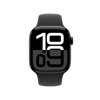 Viedpulkstenis Apple Watch Series 10 GPS 42mm Jet Black alumīnija korpuss ar Black Sport Siksniņu - S/M