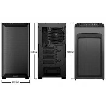 Datora korpuss bequiet! PURE BASE 501 Airflow Window MIDI Tower — ATX, rūdīts stikls, atbalsts 3x140/240 mm, 2x3,5 collu + 5x2,5 collu, USB-A x2, USB-C x1