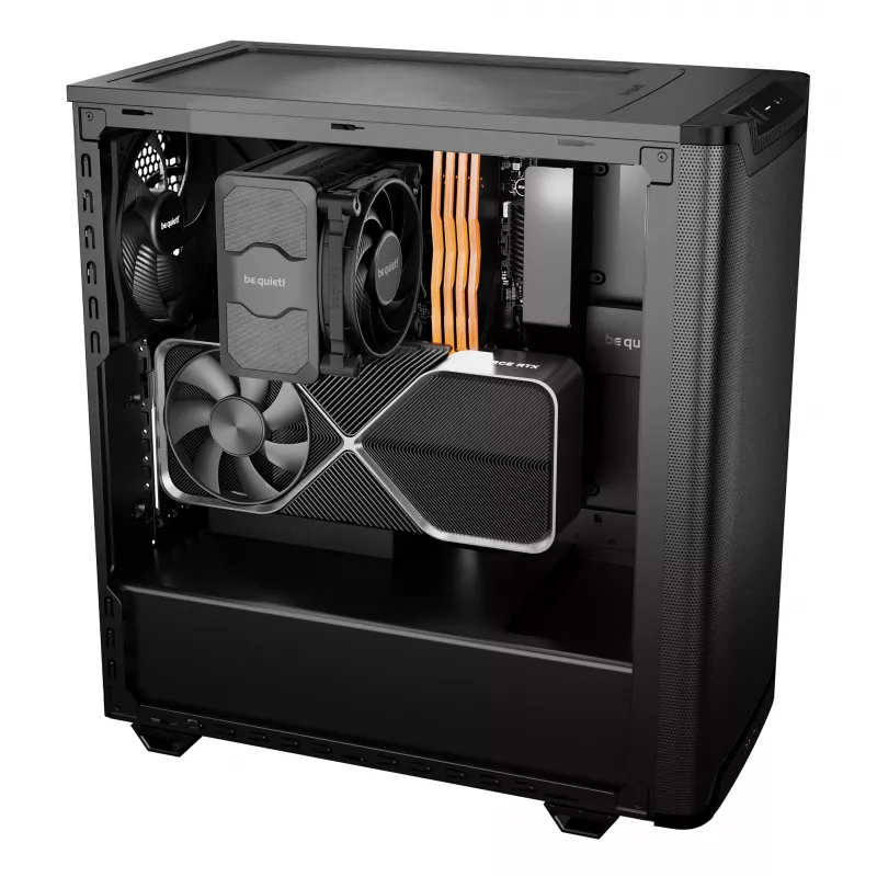 Datora korpuss bequiet! PURE BASE 501 Airflow Window MIDI Tower — ATX, rūdīts stikls, atbalsts 3x140/240 mm, 2x3,5 collu + 5x2,5 collu, USB-A x2, USB-C x1