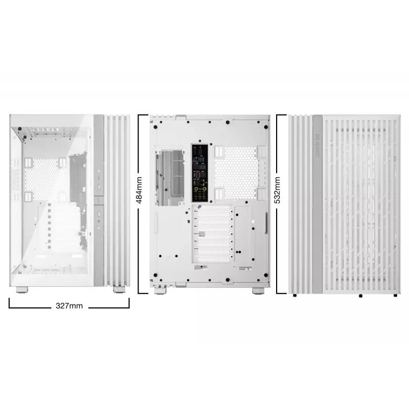PC korpuss be quiet! LIGHT BASE 900 DX balta Full Tower — ATX/EATX atbalsts, stikla sāns, multi RGB, max GPU 495 mm, CPU dzesētāja augstums 190 mm