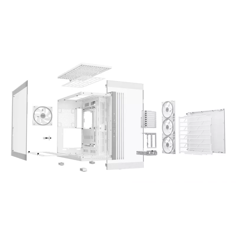 PC korpuss be quiet! LIGHT BASE 900 DX balta Full Tower — ATX/EATX atbalsts, stikla sāns, multi RGB, max GPU 495 mm, CPU dzesētāja augstums 190 mm