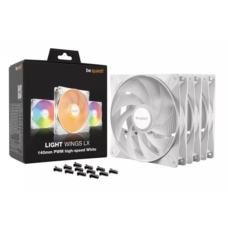 be quiet! LIGHT WINGS LX 140mm PWM High Speed 3-Pack balta Computer case Fan 14 cm 3 gab.