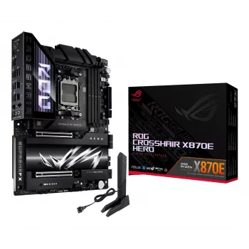 Mātesplate ASUS ROG CROSSHAIR X870E HERO — AMD X870E, Socket AM5, ATX, 4× DDR5 DIMM, 192GB, Wi‑Fi 7, Bluetooth 5.4