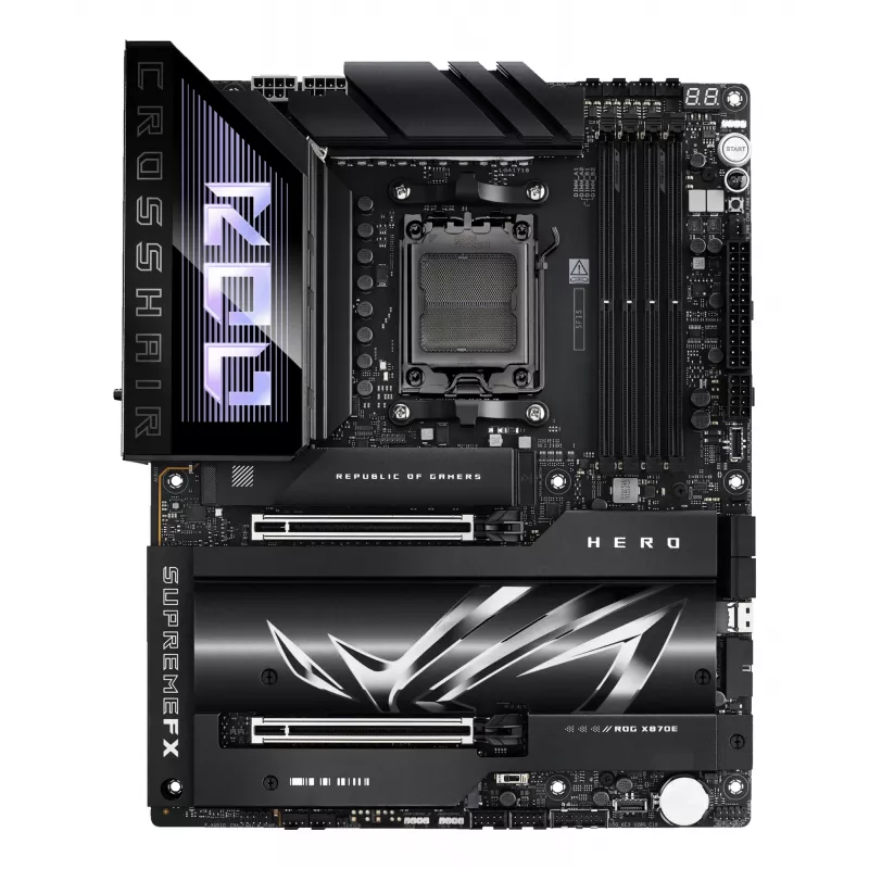 Mātesplate ASUS ROG CROSSHAIR X870E HERO — AMD X870E, Socket AM5, ATX, 4× DDR5 DIMM, 192GB, Wi‑Fi 7, Bluetooth 5.4