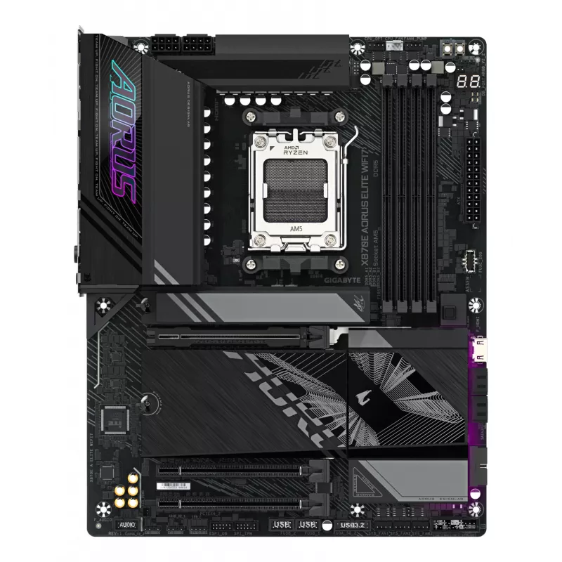 Mātesplate GIGABYTE X870E AORUS ELITE WIFI7 ATX, AMD X870E, Socket AM5, DDR5, 4x DIMM, Wi‑Fi 7, 2.5Gb LAN