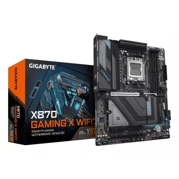 GIGABYTE X870 GAMING X WIFI7 mātesplate - atbalsta AMD Ryzen 9000 CPU, 16+2+2 fāžu VRM, līdz 8000MHz DDR5 (OC), 1xPCIe 5.0 + 2xPCIe 4.0, Wi-Fi 7, 2.5GbE LAN, USB 4