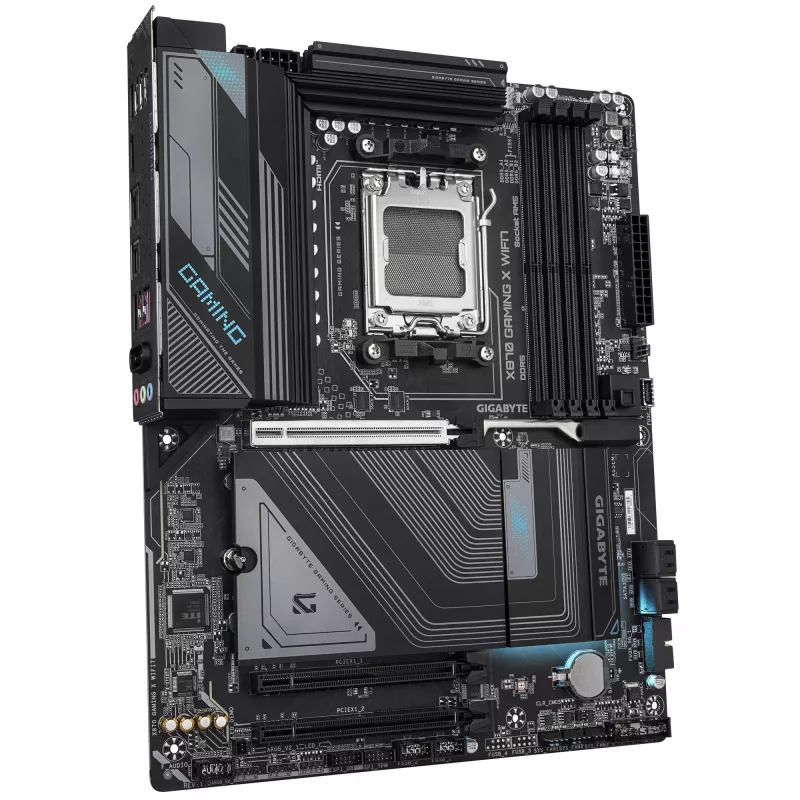 GIGABYTE X870 GAMING X WIFI7 mātesplate - atbalsta AMD Ryzen 9000 CPU, 16+2+2 fāžu VRM, līdz 8000MHz DDR5 (OC), 1xPCIe 5.0 + 2xPCIe 4.0, Wi-Fi 7, 2.5GbE LAN, USB 4