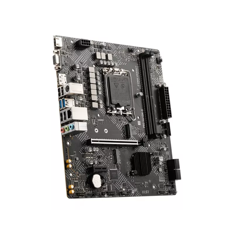 Mātesplate MSI PRO H610M-G — Intel H610, LGA 1700, mikro ATX, DDR5, 2 DIMM, līdz 96 GB, M.2, SATA III, HDMI 2.1, DisplayPort 1.4