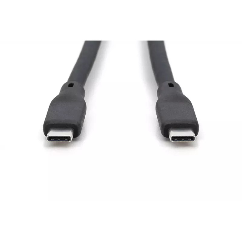 DIGITUS USB silikona savienojuma kabelis USB-C - USB-C USB 4.0 Gen3 240W 8K - 1m melns