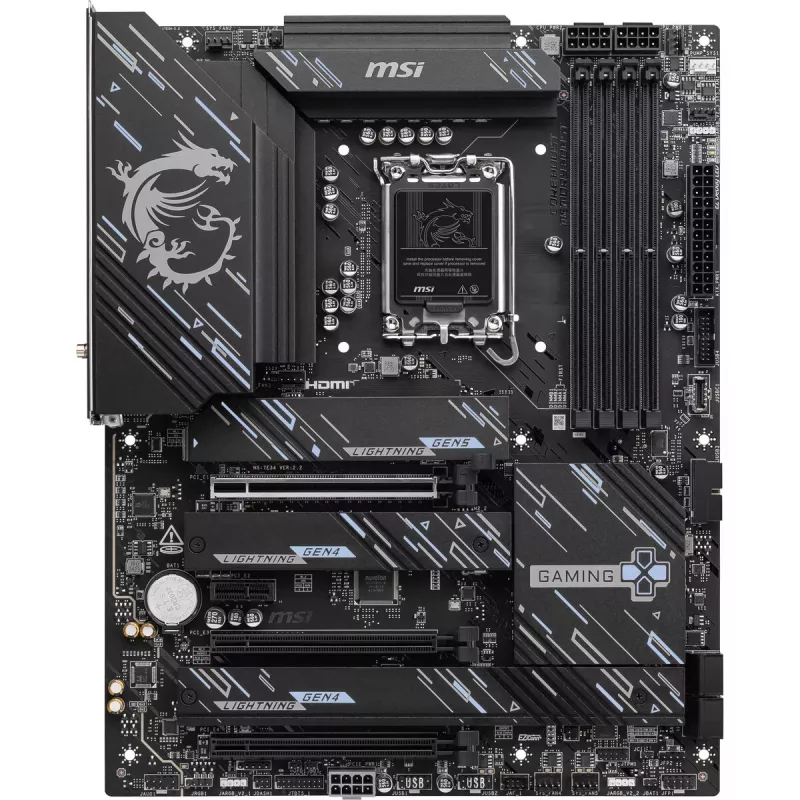 Mātesplate MSI Z890 GAMING PLUS WIFI — Intel Z890, LGA 1851, ATX, DDR5, 4x DIMM, Wi‑Fi 7, 5Gb LAN, 4x M.2