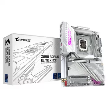 GIGABYTE Z890 AORUS ELITE X ICE mātesplate - Atbalsta Intel Core Ultra (2. sērija) CPU, 16+1+2 fāžu VRM, līdz 9500MHz DDR5 (OC), 1xPCIe 5.0 + 4xPCIe 4.0, Wi-Fi 7, 2.5GbE LAN, Thunderbolt 4