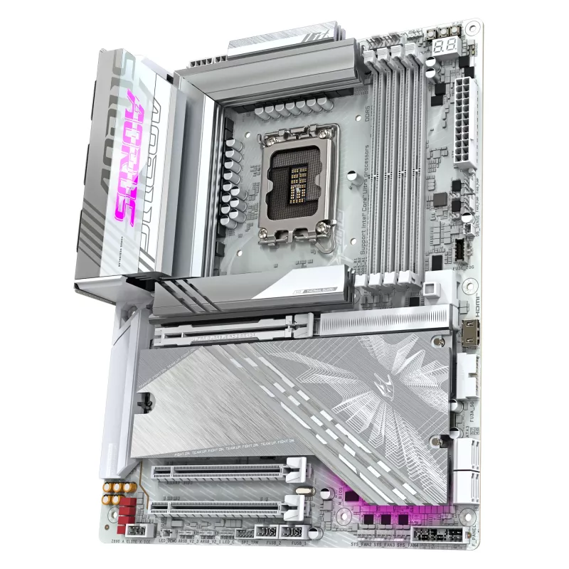 GIGABYTE Z890 AORUS ELITE X ICE mātesplate - Atbalsta Intel Core Ultra (2. sērija) CPU, 16+1+2 fāžu VRM, līdz 9500MHz DDR5 (OC), 1xPCIe 5.0 + 4xPCIe 4.0, Wi-Fi 7, 2.5GbE LAN, Thunderbolt 4