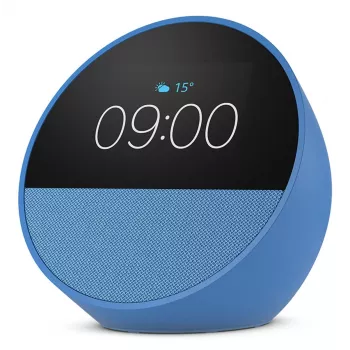 Viedais displeja skaļrunis Amazon Echo Spot — 2,83 collas (7,19 cm) 320×240, MediaTek CPU, Wi‑Fi a/b/g/n/ac, 2,1 W skaļrunis, zils