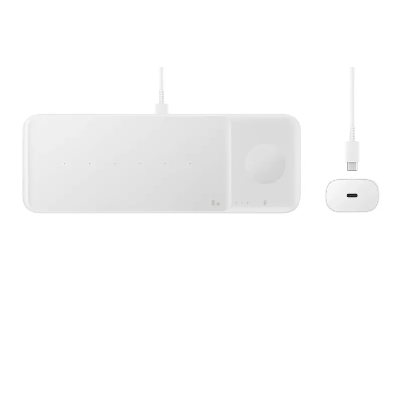 Samsung Wireless Charger Trio austiņām, viedtālrunim, viedpulkstenim balts USB bezvadu uzlāde Ātra uzlāde Iekštelpām