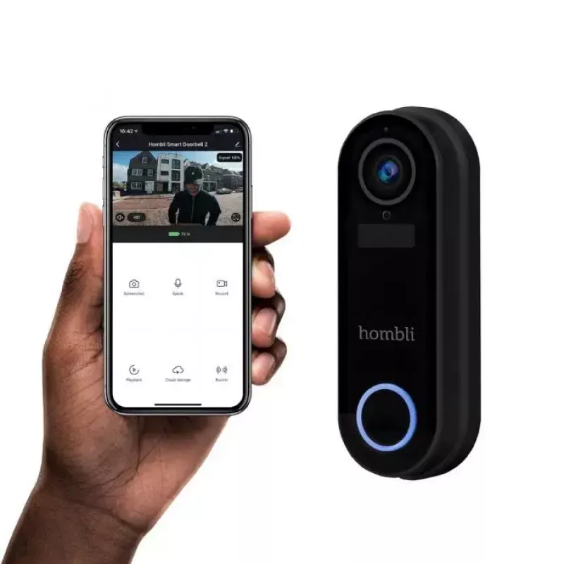 Smart Doorbell Hombli Pack Melns balta IP65 Wireless 1080p
