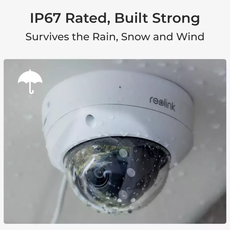 IP drošības kamera Reolink P437 4K dome, 8 MP 3840x2160, 5x optiskā tālummaiņa, PoE (IEEE 802.3af), IK10, IP67, MicroSD atbalsts līdz 256 GB