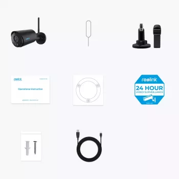 Reolink Argus B320-B 3 MP bezvadu āra cilindriskā IP kamera, akumulators/saules panelis, Wi-Fi 2,4 GHz, 2304x1296, H.265, divvirzienu audio, microSD līdz 128 GB, melna