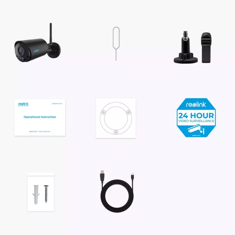 IP drošības kamera Reolink Argus B320-B — 3 MP bezvadu āra lodes tipa kamera, baterija/saules enerģija, Wi‑Fi, IP65, 2304×1296, H.265, divvirzienu audio, microSD līdz 128 GB
