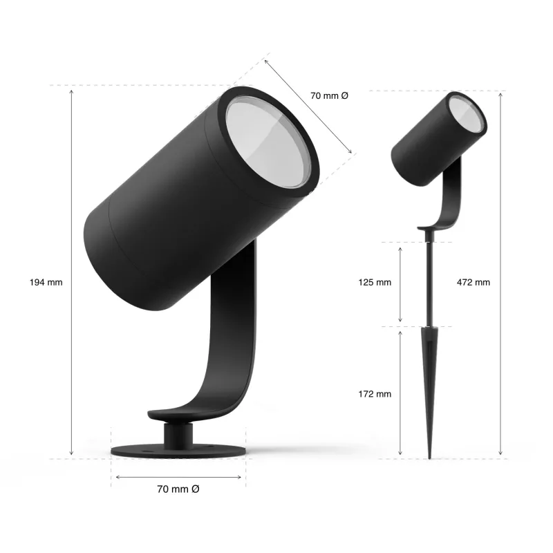 Philips Hue balta and colour ambience Lily Outdoor prožektors