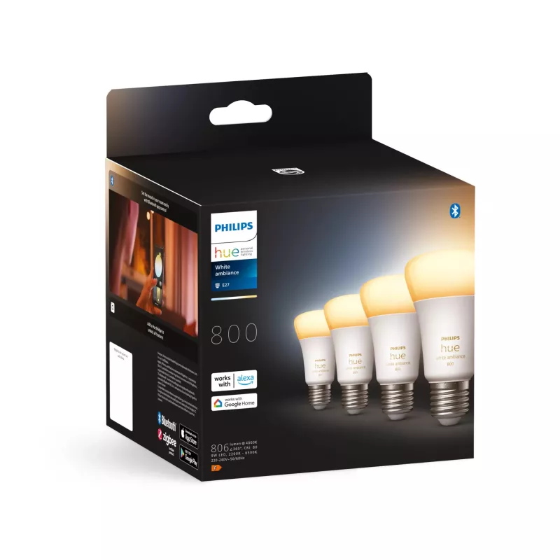 Philips Hue balta ambience 4-pack E27 Bluetooth Zigbee viedā spuldze
