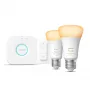 Philips Hue balta ambience starter kit: 2 E27 smart bulbs (1100) + dimmer switch