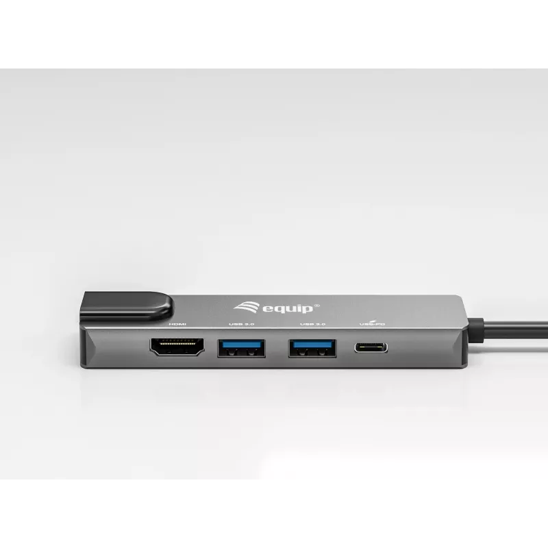 Equip USB-C 5-in-1 daudzfunkciju adapteris, HDMI, Gigabit LAN, USB 3.2 GEN1, 100 W USB PD