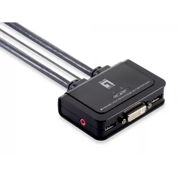 LevelOne 2-portu USB DVI-D Single Link kabeļa KVM slēdzis ar audio atbalstu