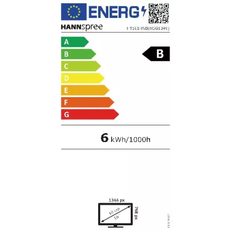 Hannspree HT161HNB datora monitors 39,6 cm (15,6 collu) 1366 x 768 pikseļi HD LED skārienekrāns Galda virsmas Melns