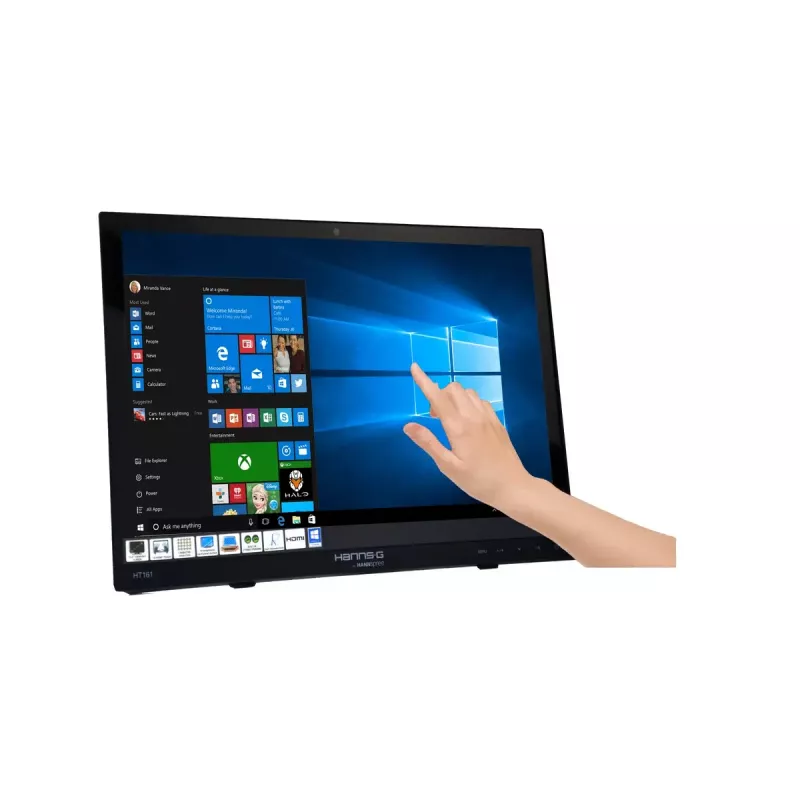 Hannspree HT161HNB datora monitors 39,6 cm (15,6 collu) 1366 x 768 pikseļi HD LED skārienekrāns Galda virsmas Melns